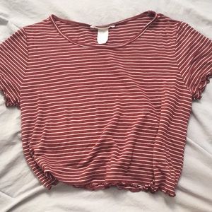 American Eagle Stripped Cropped Tee